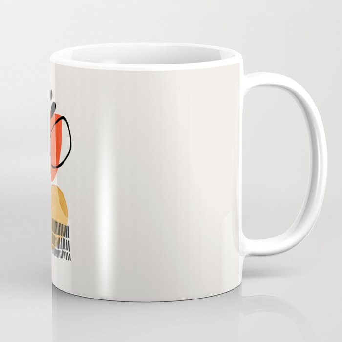 Orbital Fusion Yellow Orange Retro Mid Century Funky Fun Shapes Pattern by Ejaaz Haniff Coffee Mug Gallery Image 1