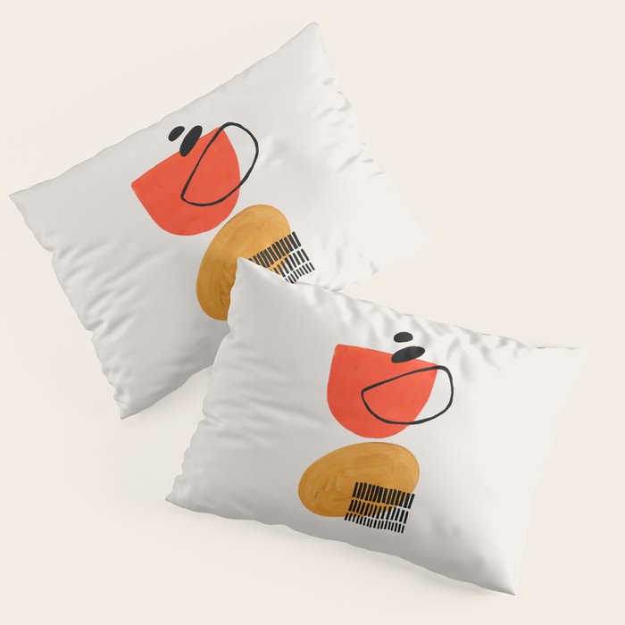Orbital Fusion Yellow Orange Retro Mid Century Funky Fun Shapes Pattern by Ejaaz Haniff Pillow Sham Gallery Image 3