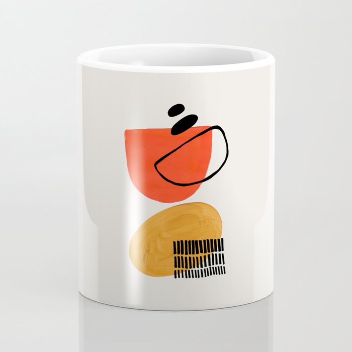 Orbital Fusion Yellow Orange Retro Mid Century Funky Fun Shapes Pattern by Ejaaz Haniff Coffee Mug Gallery Image 4