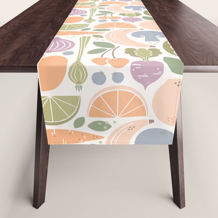 Fruits and Veggies 2025 Calendar Pastel Table Runner Gallery Image 1