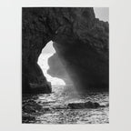 Sunrays Through The Arch. Del Medio Beach. At Sunrise. Bw Poster Gallery Image 4