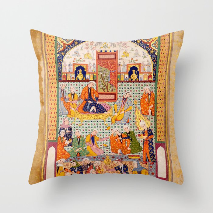  Zulaykhaâs friends cutting their fingers at the sight of Joseph Antique Islamic Art  Throw Pillow Gallery Image 6