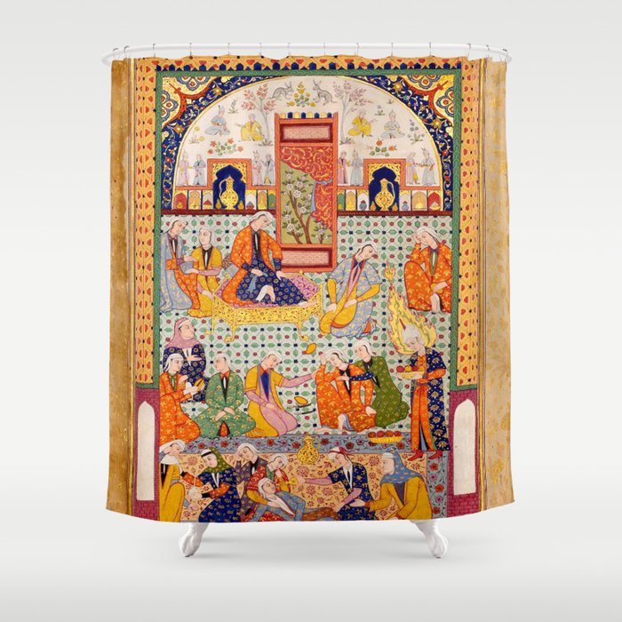  Zulaykhaâs friends cutting their fingers at the sight of Joseph Antique Islamic Art  Shower Curtain Gallery Image 1