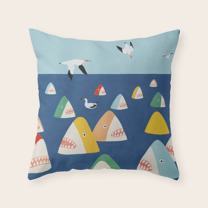 Shark Park Throw Pillow