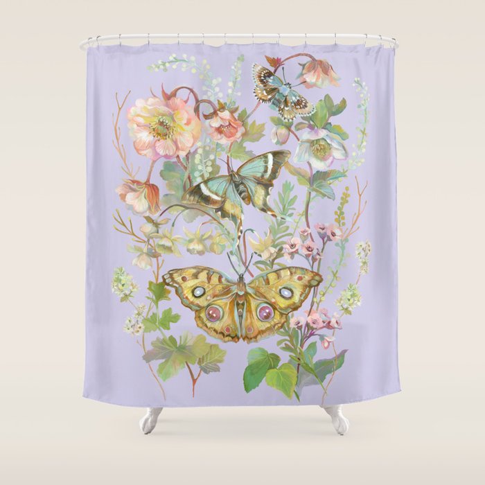 Butterfly Purple Garden Shower Curtain Gallery Image 1