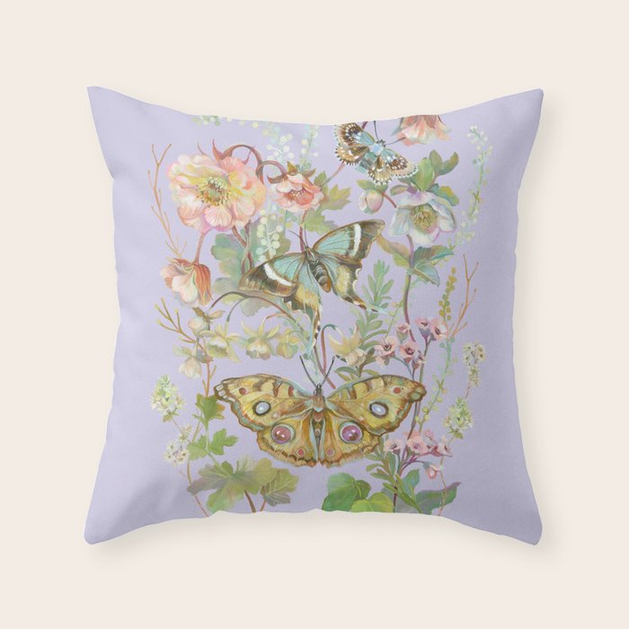 Butterfly Purple Garden Throw Pillow Gallery Image 6