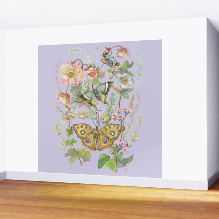 Butterfly Purple Garden Wall Mural Gallery Image 2