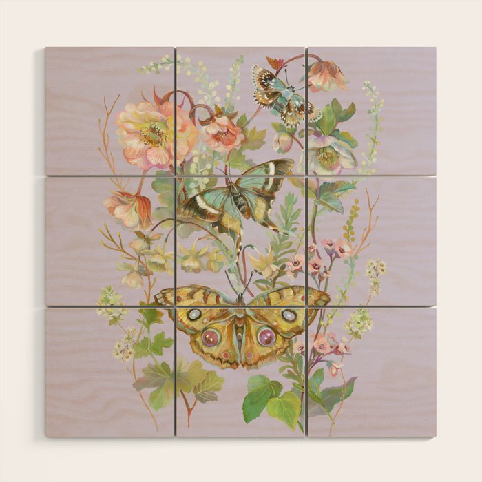 Butterfly Purple Garden Wood Wall Art Gallery Image 1