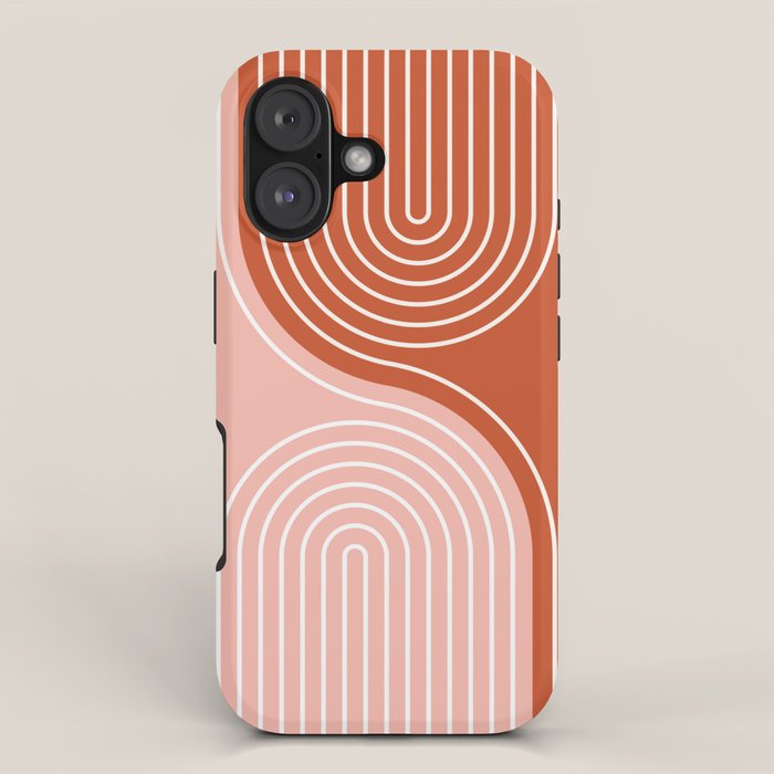 Geometric Lines in Terracotta Rose Gold 19 (Rainbow and Lines Abstraction) iPhone Case Gallery Image 1