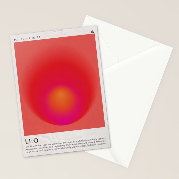 Leo Astrology Zodiac Aura Gradient Art Print Stationery Card Gallery Image 2