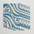 New Groove Retro Swirl Abstract Pattern in Boho Blue and Beige Wrapping Paper Gallery Image 3