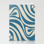 New Groove Retro Swirl Abstract Pattern in Boho Blue and Beige Stationery Card Gallery Image 2
