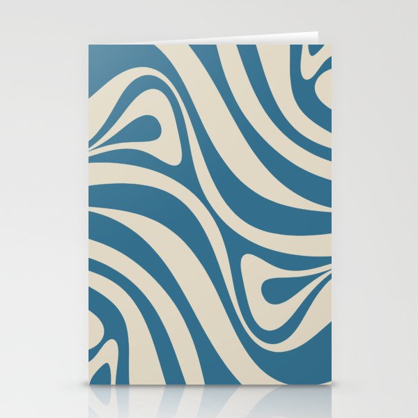 New Groove Retro Swirl Abstract Pattern in Boho Blue and Beige Stationery Card Gallery Image 2