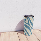 New Groove Retro Swirl Abstract Pattern in Boho Blue and Beige Travel Mug Gallery Image 4
