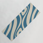 New Groove Retro Swirl Abstract Pattern in Boho Blue and Beige Yoga Mat Gallery Image 1