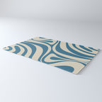 New Groove Retro Swirl Abstract Pattern in Boho Blue and Beige Rug Gallery Image 3