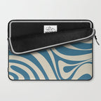 New Groove Retro Swirl Abstract Pattern in Boho Blue and Beige Laptop Sleeve Gallery Image 2