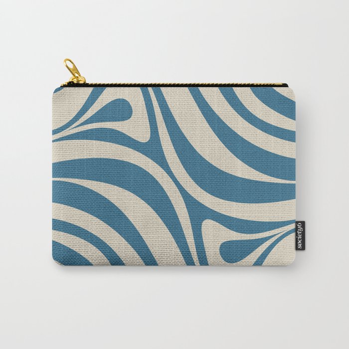 New Groove Retro Swirl Abstract Pattern in Boho Blue and Beige Carry All Pouch Gallery Image 1