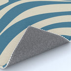 New Groove Retro Swirl Abstract Pattern in Boho Blue and Beige Rug Gallery Image 4