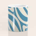 New Groove Retro Swirl Abstract Pattern in Boho Blue and Beige Coffee Mug Gallery Image 4