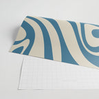 New Groove Retro Swirl Abstract Pattern in Boho Blue and Beige Wrapping Paper Gallery Image 2