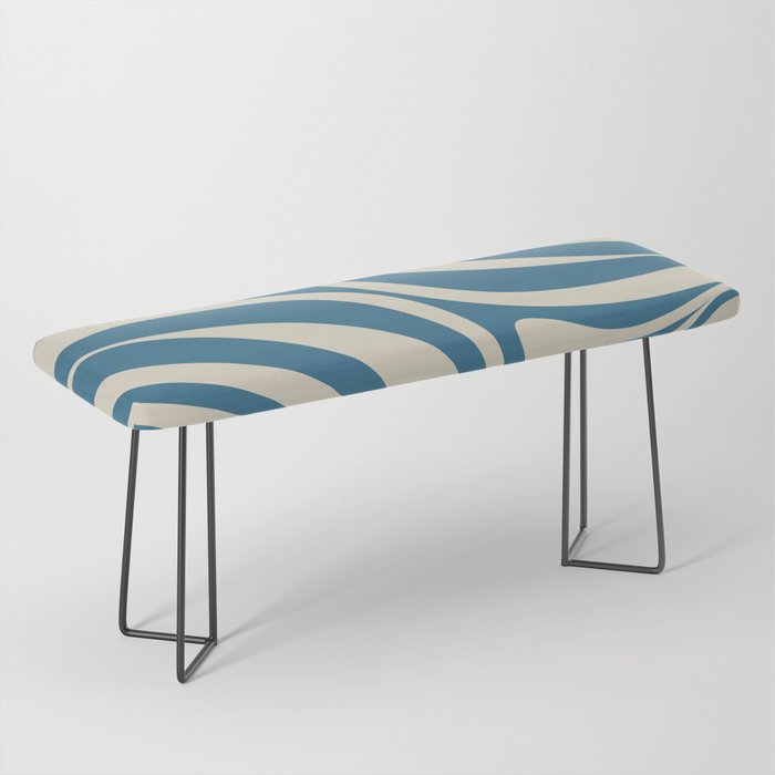 New Groove Retro Swirl Abstract Pattern in Boho Blue and Beige Bench Gallery Image 1