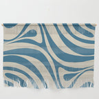 New Groove Retro Swirl Abstract Pattern in Boho Blue and Beige Wall Hanging Gallery Image 1
