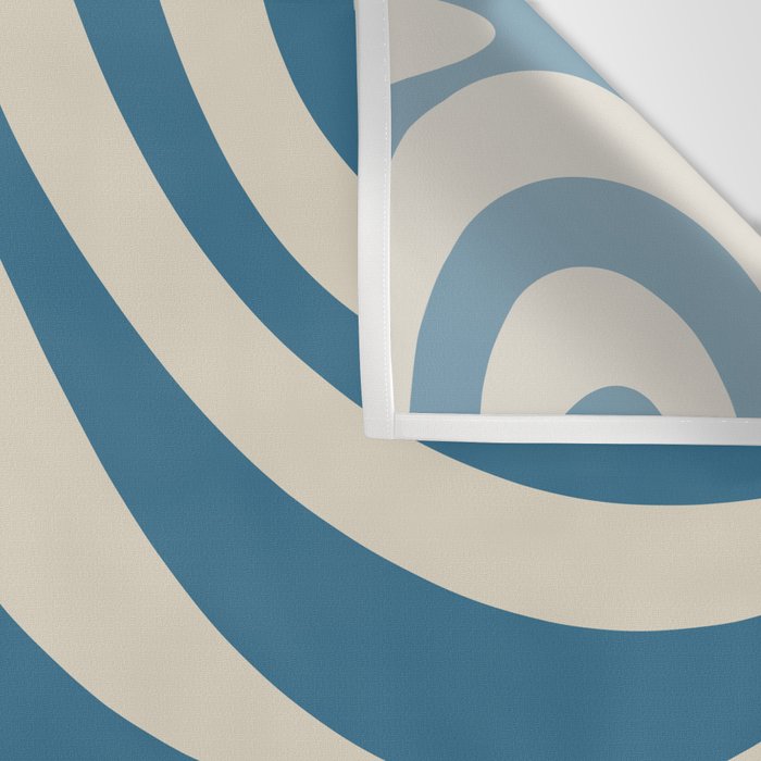 New Groove Retro Swirl Abstract Pattern in Boho Blue and Beige Wall Tapestry Gallery Image 3