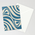 New Groove Retro Swirl Abstract Pattern in Boho Blue and Beige Stationery Card Gallery Image 2