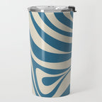 New Groove Retro Swirl Abstract Pattern in Boho Blue and Beige Travel Mug Gallery Image 2
