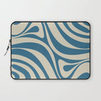 New Groove Retro Swirl Abstract Pattern in Boho Blue and Beige Laptop Sleeve Gallery Image 1