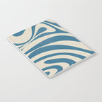 New Groove Retro Swirl Abstract Pattern in Boho Blue and Beige Notebook Gallery Image 3