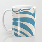 New Groove Retro Swirl Abstract Pattern in Boho Blue and Beige Coffee Mug Gallery Image 3