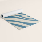 New Groove Retro Swirl Abstract Pattern in Boho Blue and Beige Yoga Mat Gallery Image 2
