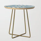 New Groove Retro Swirl Abstract Pattern in Boho Blue and Beige Side Table Gallery Image 1