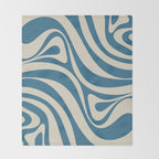 New Groove Retro Swirl Abstract Pattern in Boho Blue and Beige Throw Blanket Gallery Image 2
