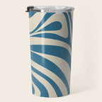 New Groove Retro Swirl Abstract Pattern in Boho Blue and Beige Travel Mug Gallery Image 3