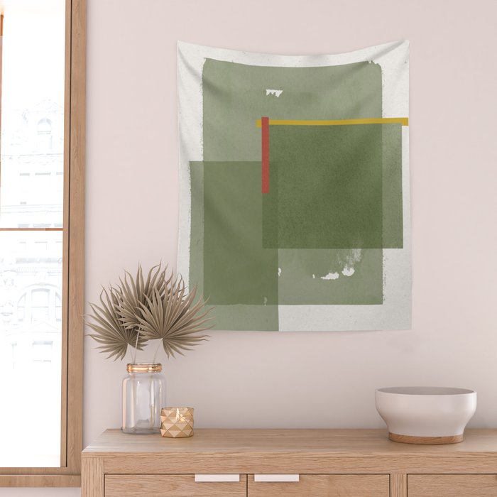 Modernist Green Objects Wall Tapestry Gallery Image 2