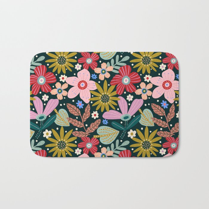 Colorful Floral Bath Mat Gallery Image 1