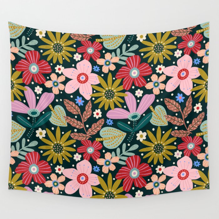 Colorful Floral Wall Tapestry Gallery Image 4