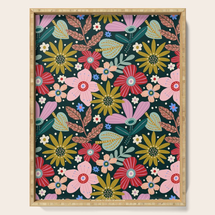 Colorful Floral Serving Tray Gallery Image 1