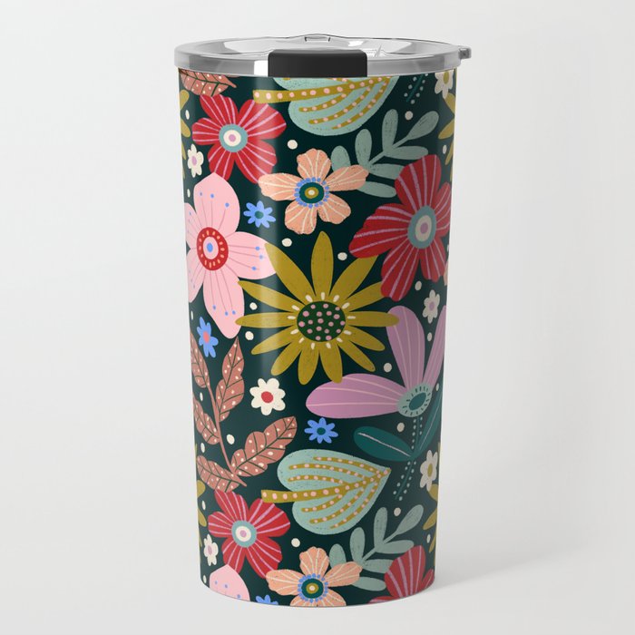 Colorful Floral Travel Mug Gallery Image 1