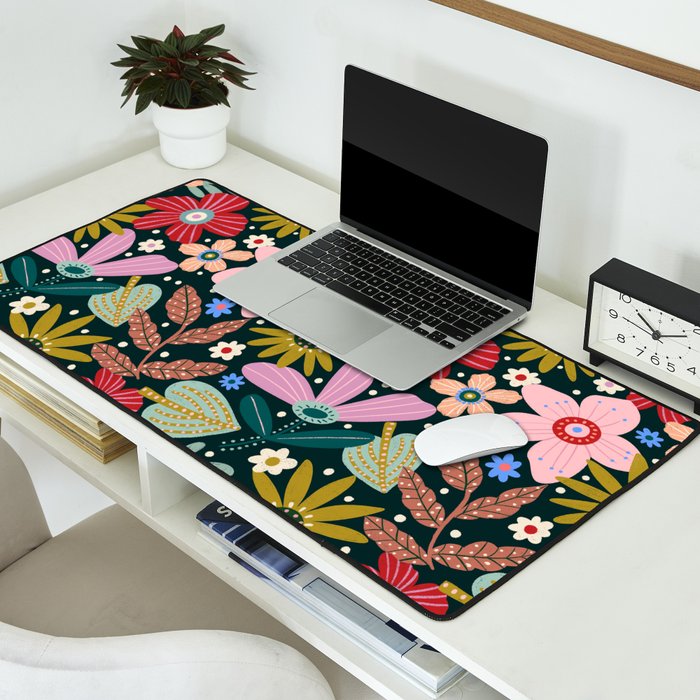 Colorful Floral Desk Mat Gallery Image 2
