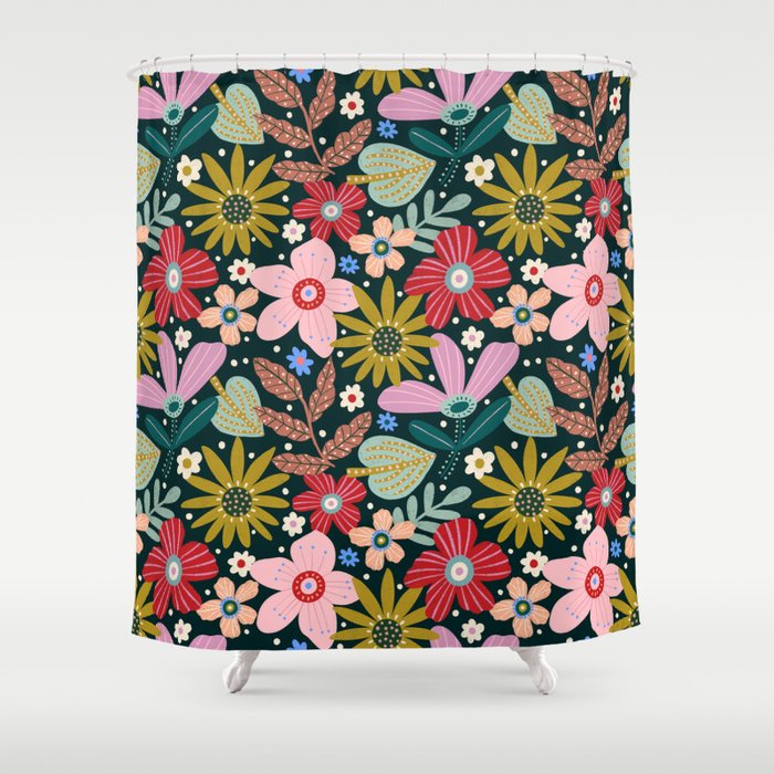 Colorful Floral Shower Curtain Gallery Image 1