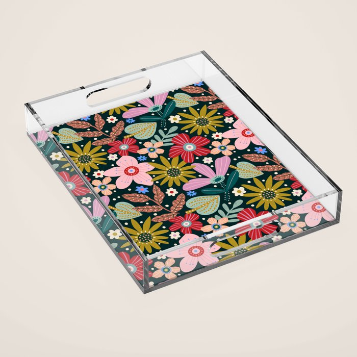 Colorful Floral Acrylic Tray Gallery Image 1
