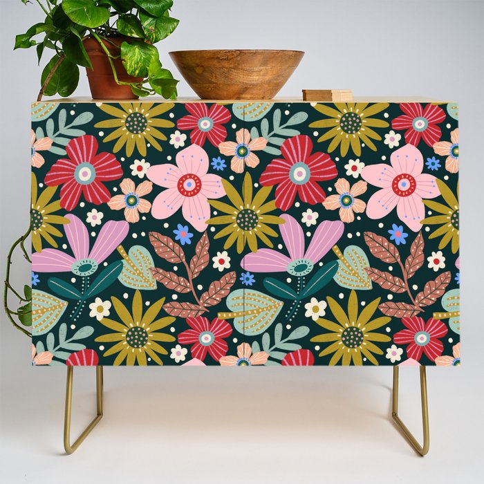 Colorful Floral Credenza Gallery Image 1