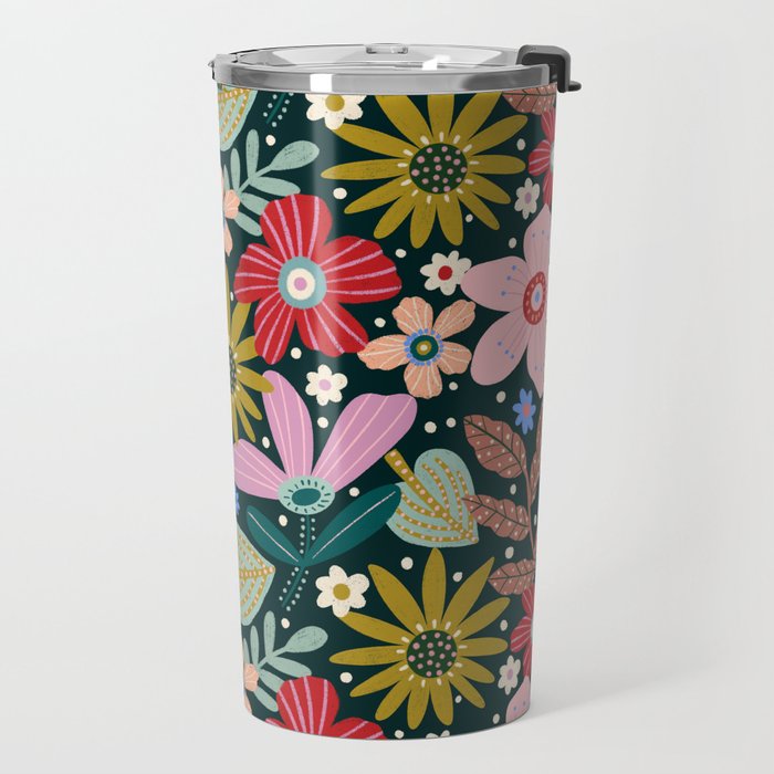 Colorful Floral Travel Mug Gallery Image 2