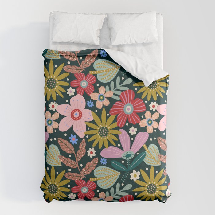 Colorful Floral Duvet Cover Gallery Image 1