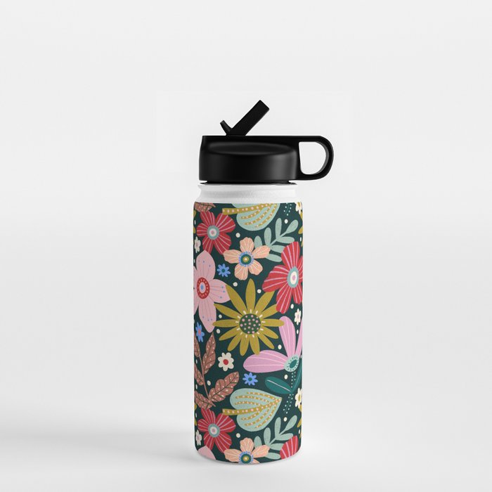 Colorful Floral Water Bottle Gallery Image 1