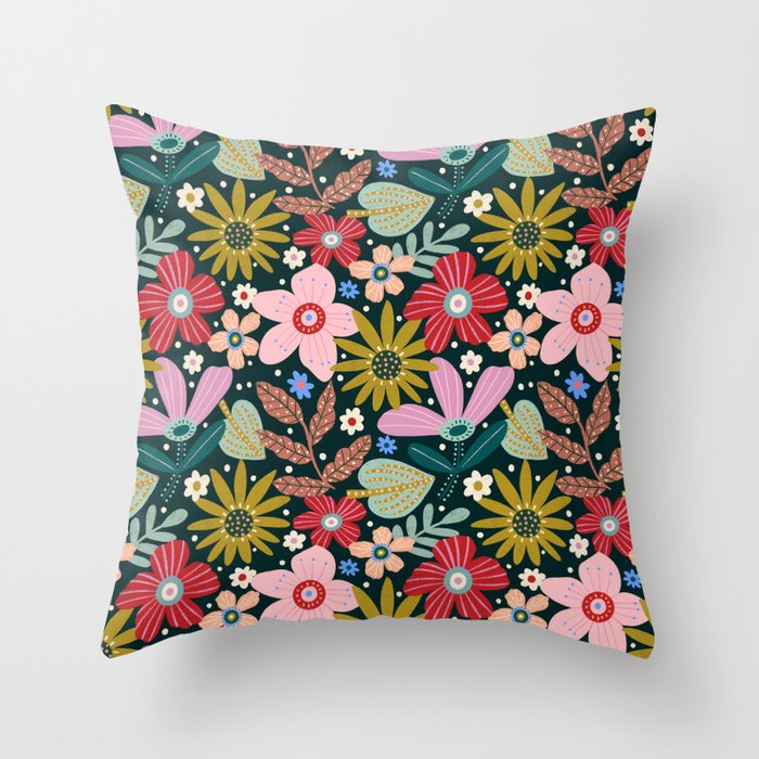 Colorful Floral Throw Pillow Gallery Image 6